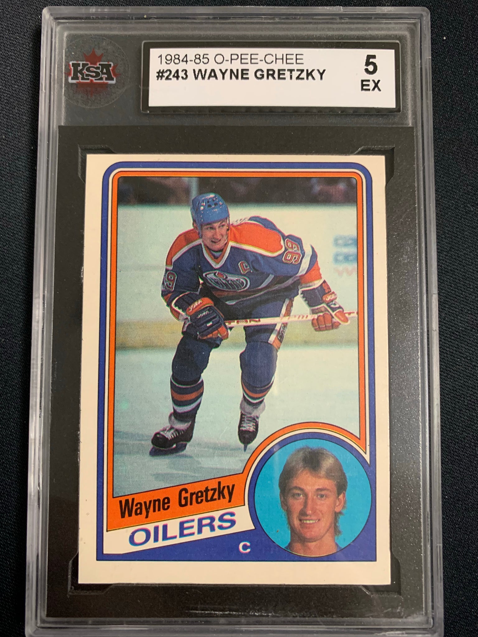 1984-85 O-PEE-CHEE HOCKEY #243 EDMONTON OILERS - WAYNE GRETZKY CARD GRADED KSA 5 EX