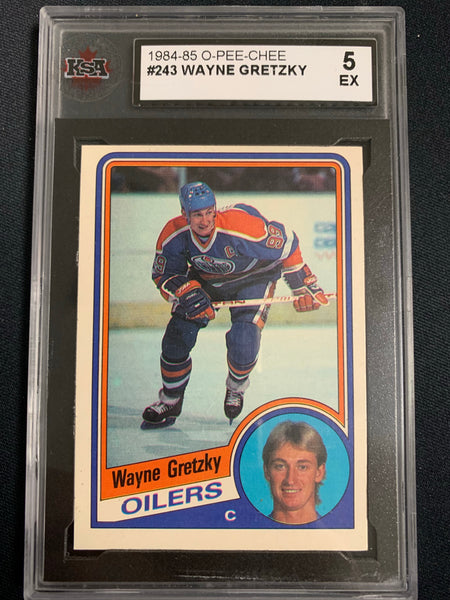 1984-85 O-PEE-CHEE HOCKEY #243 EDMONTON OILERS - WAYNE GRETZKY CARD GRADED KSA 5 EX