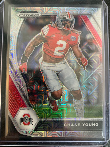 2021 PANINI PRIZM DRAFT PICKS FOOTBALL #99 WASHINGTON REDSKINS - CHASE YOUNG SILVER MOJO PRIZM CARD NUMBERED 03/25