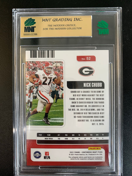 2021 PANINI CONTENDERS DRAFT PICKS FOOTBALL #52 CLEVELAND BROWNS - NICK CHUBB CRACKED ICE SEASON TICKET NUMBERED 19/23 GRADED MNT 9.5 GEM MINT