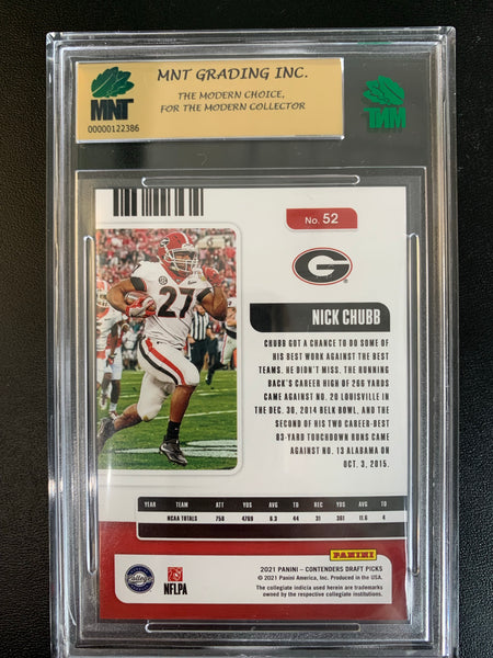 2021 PANINI CONTENDERS DRAFT PICKS FOOTBALL #52 CLEVELAND BROWNS - NICK CHUBB CRACKED ICE SEASON TICKET NUMBERED 19/23 GRADED MNT 9.5 GEM MINT
