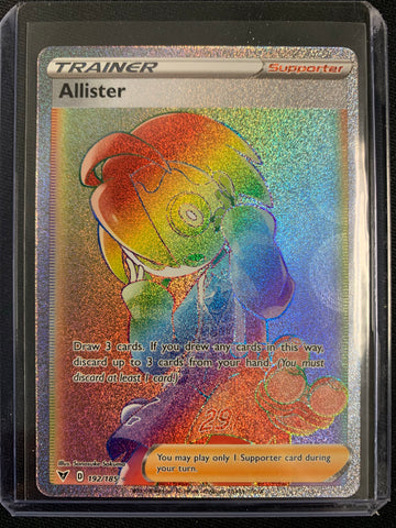 POKEMON SW&SH VIVID VOLTAGE - ALLISTER TRAINER SECRET RAINBOW RARE 192/185