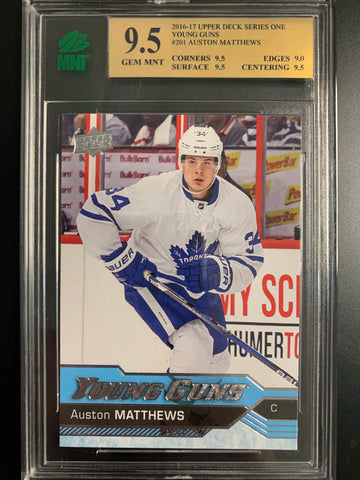 2016-17 UPPER DECK HOCKEY #201 TORONTO MAPLE LEAFS - AUSTON MATTHEWS ROOKIE CARD GRADED MNT 9.5 GEM MINT