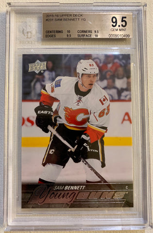 2015-16 UPPER DECK HOCKEY #231 CALGARY FLAMES - SAM BENNETT ROOKIE CARD GRADED BGS 9.5 GEM MINT