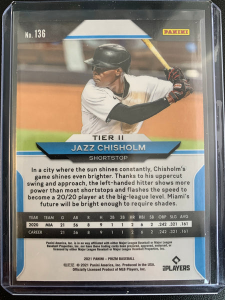 2021 PANINI PRIZM BASEBALL #136 MIAMI MARLINS - JAZZ CHISHOLM PRIZM ROOKIE CARD