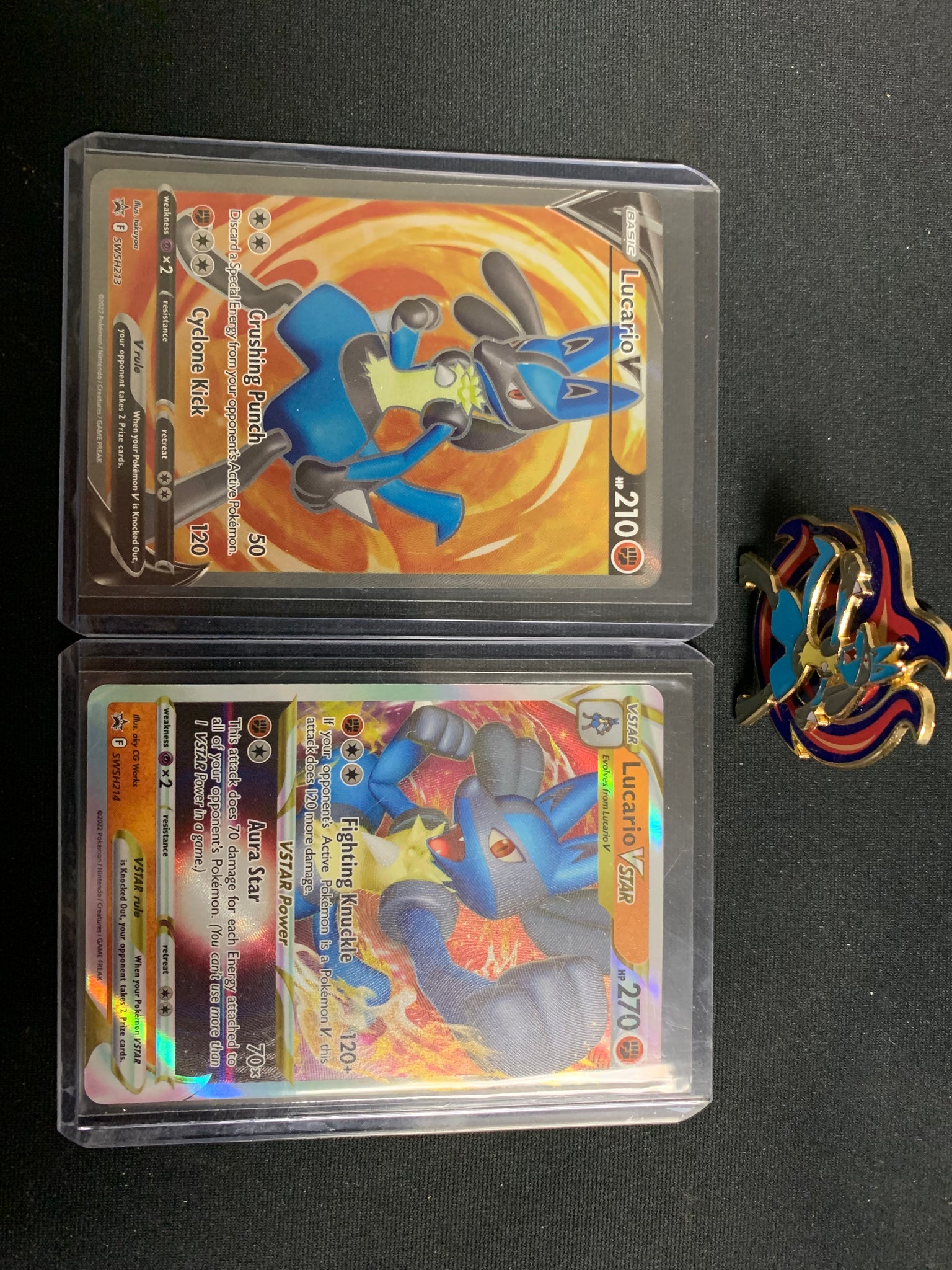 2022 POKEMON SWSH BLACK STAR PROMO SET - LUCARIO VSTAR , LUCARIO V , LUCARIO METAL VSTAR PIN