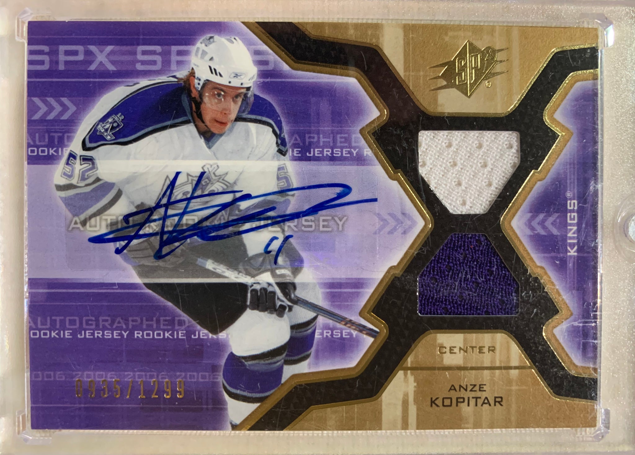 2006-07 UPPER DECK HOCKEY #179 LOS ANGELES KINGS - ANZE KOPITAR SPX AUTOGRAPHED JERSEY ROOKIE CARD RAW