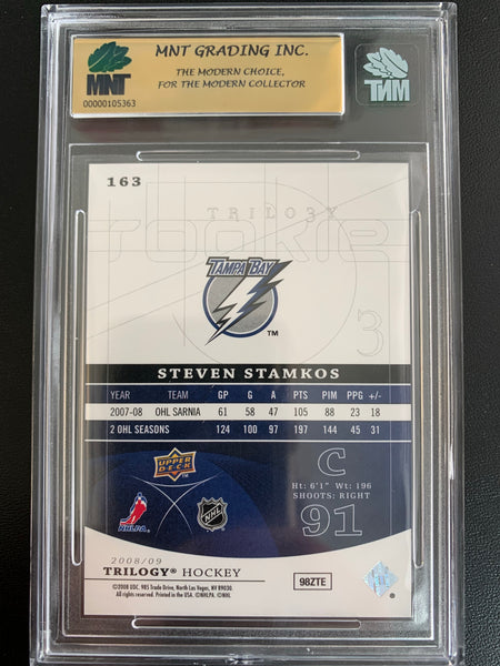 2008-09 UD TRILOGY HOCKEY #163 TAMPA BAY LIGHTNING - STEVEN STAMKOS ROOKIE PREMIERES ROOKIE CARD NUMBERED 275/499 GRADED MNT 9.5 GEM MINT