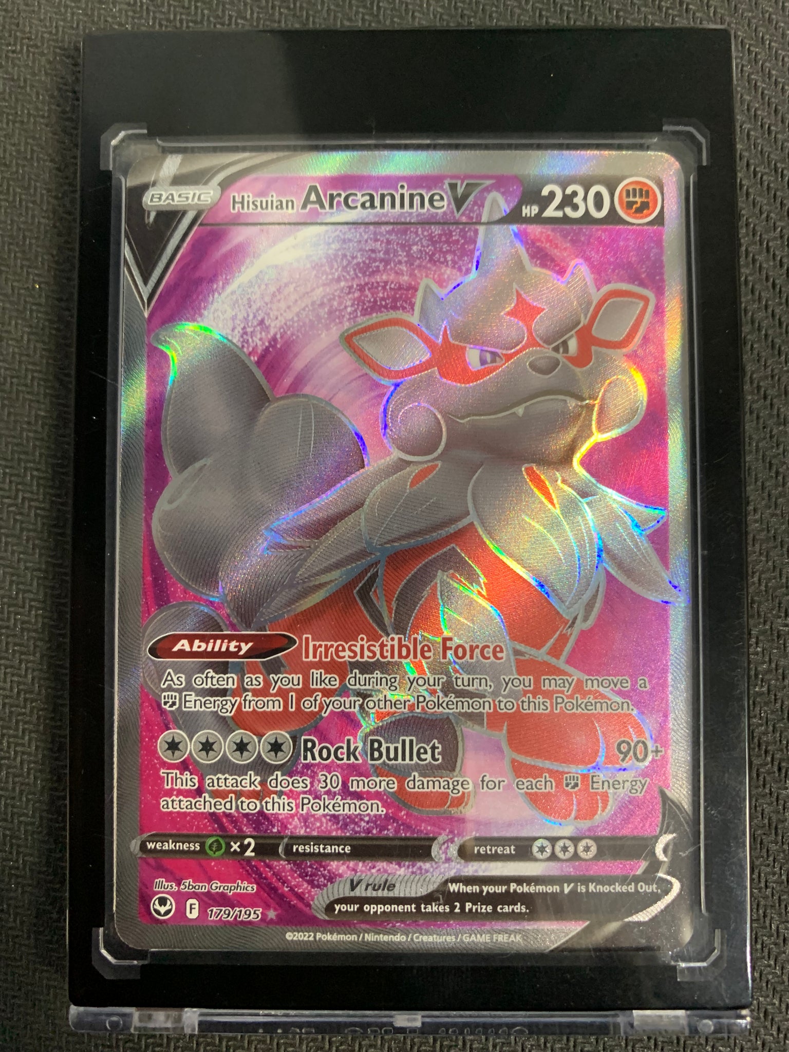 2022 POKEMON SW&SH SILVER TEMPEST HISUIAN ARCANINE V FULL ART RARE 179/195 - PACK FRESH!