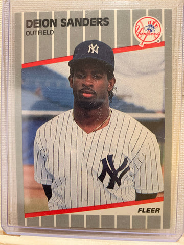 1989-90 FLEER BASEBALL UPDATE #U-53 - DEION SANDERS ROOKIE CARD RAW