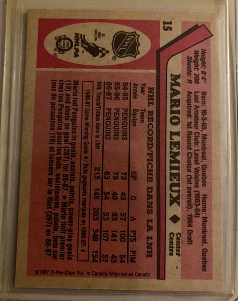 1987-88 O-PEE-CHEE HOCKEY #25 PITTSBURGH PENGUINS - MARIO LEMIEUX CARD RAW