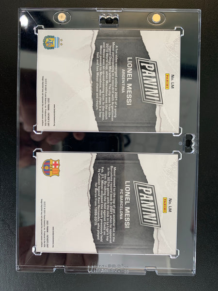 2021 PANINI FATHER'S DAY LIONEL MESSI COLLECTION (2 CARDS) / COMES WITH 1-TOUCH DISPLAY CASE