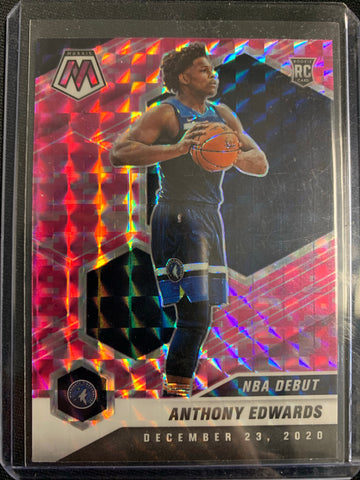 2020-2021 PANINI MOSAIC NBA BASKETBALL #261 MINNESOTA TIMBERWOLVES - ANTHONY EDWARDS PINK CAMO MOSAIC NBA DEBUT ROOKIE CARD