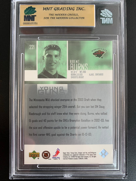 2003-04 UPPER DECK HOCKEY #221 MINNESOTA WILD - BRENT BURNS YOUNG GUNS ROOKIE CARD GRADED MNT 9.5 GEM MINT