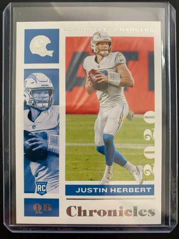 2020 PANINI CHRONICLES FOOTBALL #53 LOS ANGELES CHARGERS - JUSTIN HERBERT ROOKIE CARD
