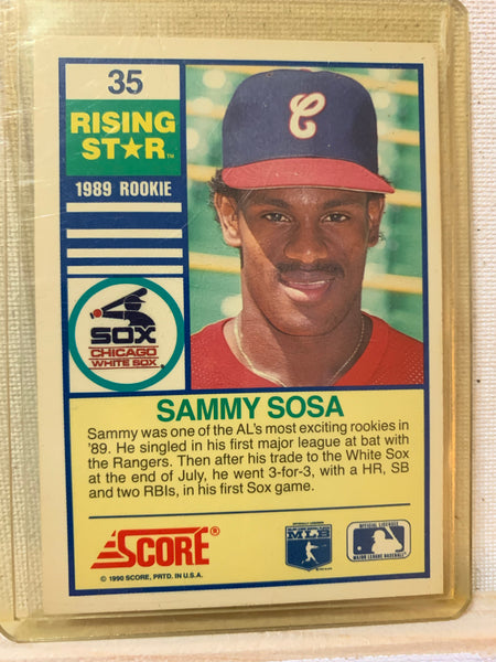 1990-91 SCORE RISING STAR BASEBALL #35 - SAMMY SOSA ROOKIE CARD RAW