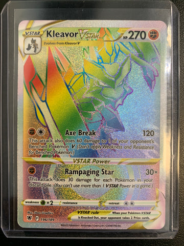 POKEMON SW & SH ASTRAL RADIANCE KLEAVOR VSTAR SECRET RAINBOW RARE - 196/189 - PACK FRESH CONDITION