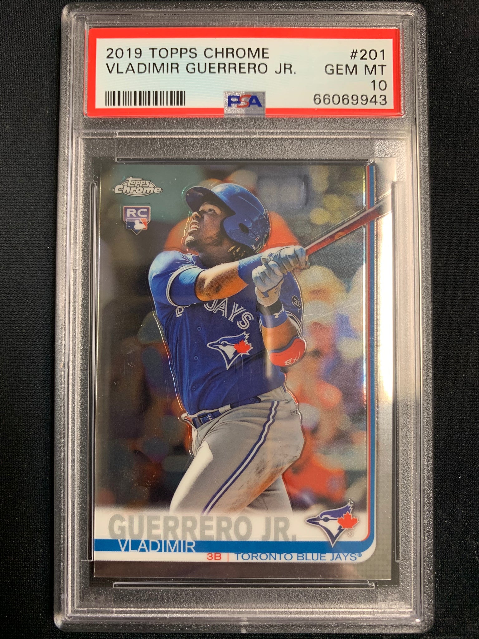 2019 TOPPS CHROME BASEBALL #201 TORONTO BLUE JAYS - VLADIMIR GUERRERO ROOKIE CARD GRADED PSA 10 GEM MINT