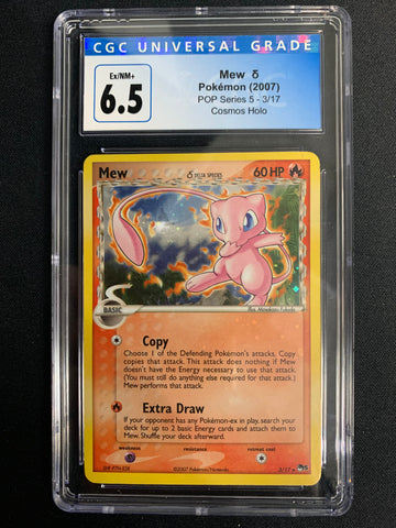 2007 POKEMONPOP SERIES 5 MEW COSMOS HOLO #3 - GRADED CGC 6.5 EX/NM+