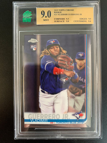 2019 TOPPS CHROME BASEBALL #21 TORONTO BLUE JAYS - VLADIMIR GUERRERO ROOKIE CARD GRADED MNT 9.0 MINT