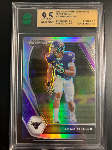 2021 PANINI PRIZM DRAFT PICKS FOOTBALL #52 MINNESOTA VIKINGS - ADAM THIELEN SILVER PRIZM PARALLEL GRADED MNT 9.5 GEM MINT