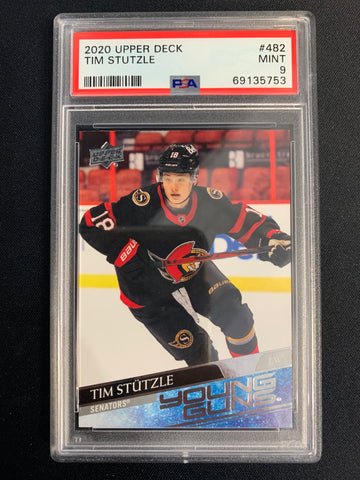 2020 UPPER DECK SERIES 2 HOCKEY #482 - OTTAWA SENATORS - TIM STUTZLE YOUNG GUNS ROOKIE GRADED PSA 9 MINT