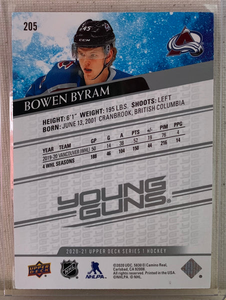 2020-21 UPPER DECK HOCKEY #205 COLORADO AVALANCHE - BOWEN BYRAM ROOKIE CARD RAW
