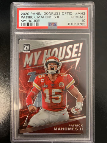 2020 PANINI DONRUSS OPTIC FOOTBALL #MH-2 KANSAS CITY CHIEFS - PATRICK MAHOMES 'MY HOUSE" INSERT CARD GRADED PSA 10 GEM MINT