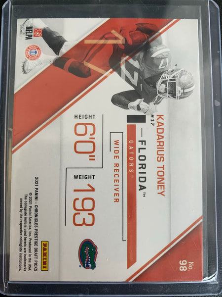 2021 PANINI CHRONICLES DRAFT PICKS FOOTBALL #98 NEW YORK GIANTS - KADARIUS TONEY PRESTIGE ROOKIE CARD