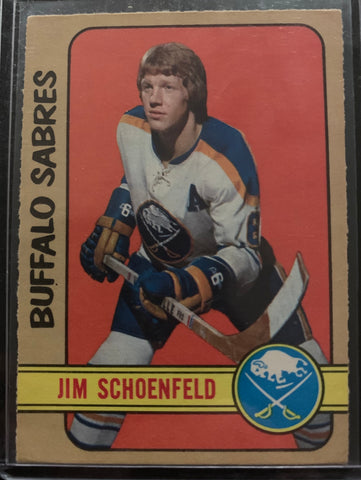 1972-73 O-PEE-CHEE HOCKEY #220 BUFFALO SABRES - JIM SCHOENFELD ROOKIE CARD RAW