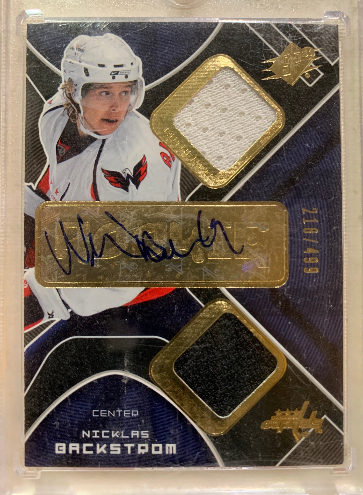 2007-08 UPPER DECK HOCKEY #236 WASHINGTON CAPITALS - NICKLAS BACKSTROM SPX AUTOGRAPHED JERSEY ROOKIE CARD RAW