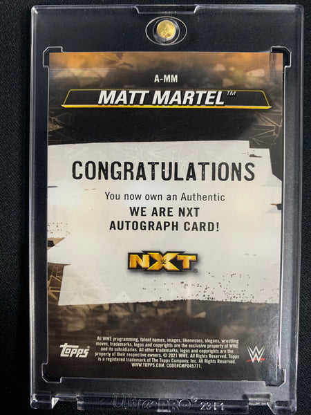 2021 TOPPS WWE NXT WRESTLING #A-MM - MATT MARTEL AUTHENTIC ON CARD AUTOGRAPH NUMBERED 16/75