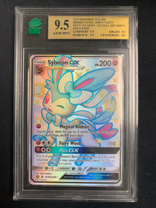 2019 POKEMON S&M HIDDEN FATES SHINY VAULT SYLVEON GX FULL ART HOLO RARE #SV76 GRADED MNT 9.5 GEM MINT