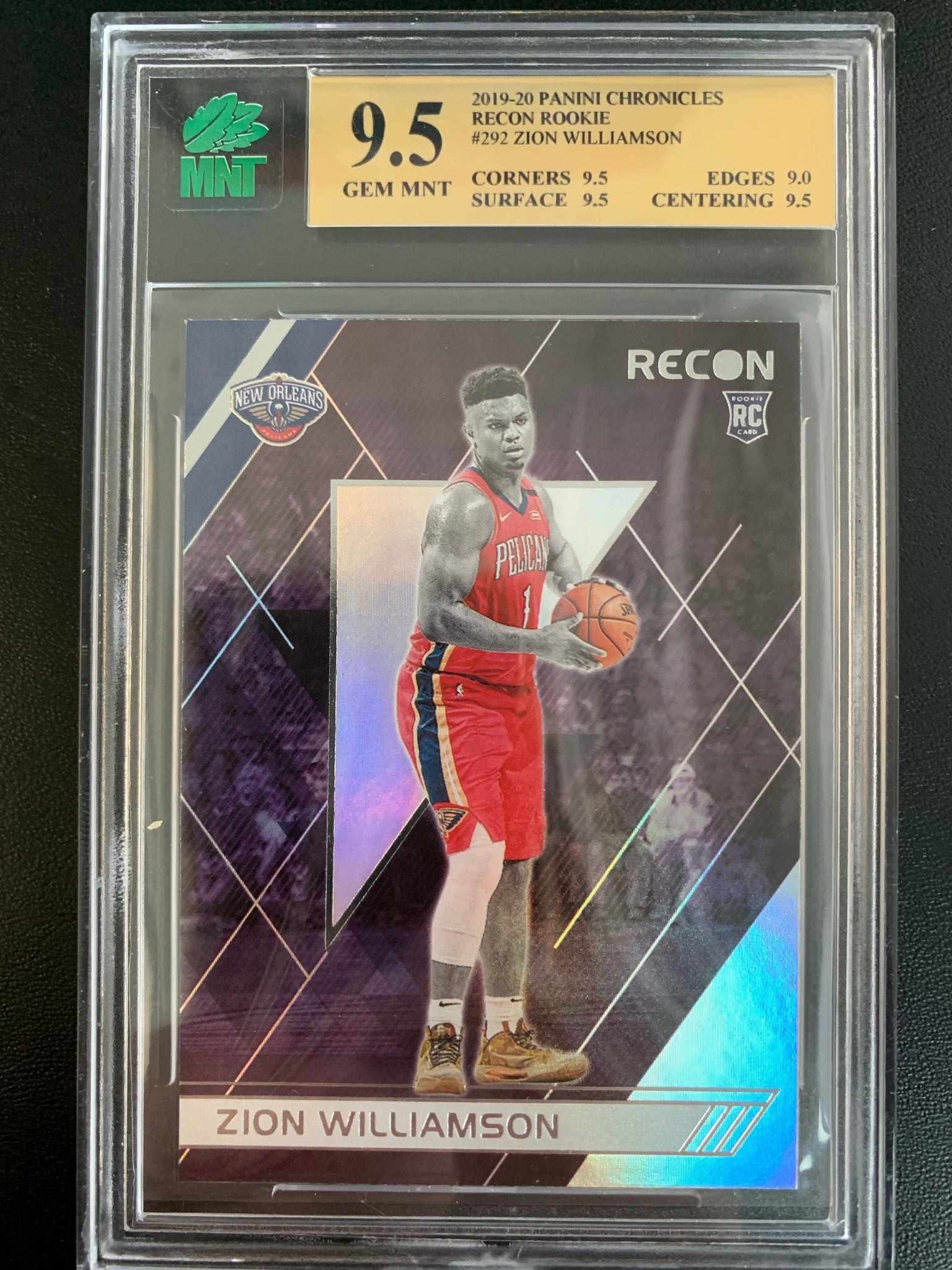 2019-2020 PANINI CHRONICLES BASKETBALL #292 NEW ORLEANS PELICANS - ZION WILLIAMSON RECON ROOKIE CARD GRADED MNT 9.5 GEM MINT