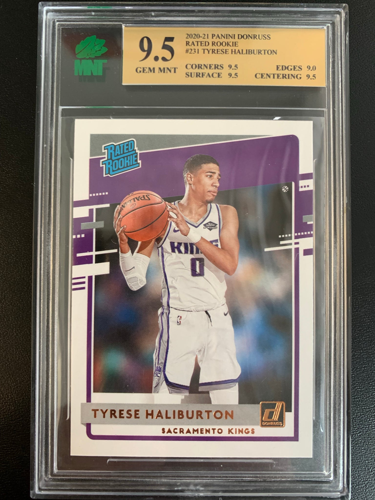 2020-2021 PANINI DONRUSS NBA BASKETBALL #231 SACRAMENTO KINGS - TYRESE HALIBURTON RATED ROOKIE CARD GRADED MNT 9.5 GEM MINT