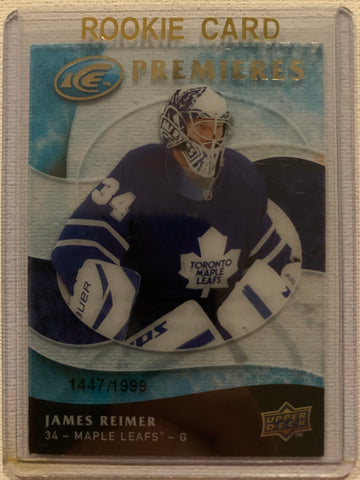 2009-10 UPPER DECK ICE HOCKEY #114 TORONTO MAPLE LEAFS - JAMES REIMER ICE PREMIERES ROOKIE CARD RAW