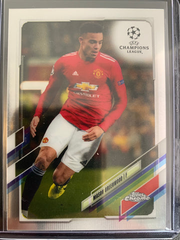 2021 TOPPS CHROME UEFA CHAMPIONS LEAGUE SOCCER #17 MANCHESTER UNITED - MASON GREENWOOD BASE CARD