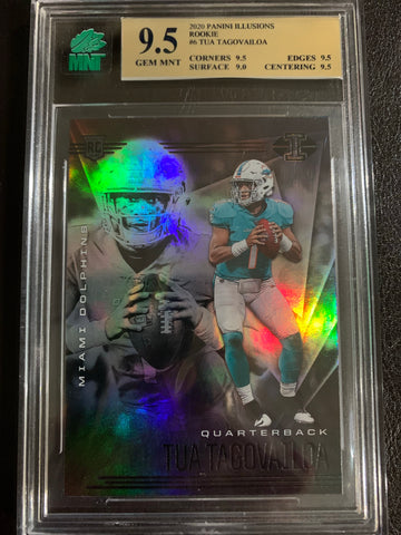 2020 PANINI ILLUSIONS FOOTBALL #6 MIAMI DOLPHINS - TUA TAGOVAILOA ROOKIE CARD GRADED MNT 9.5 GEM MINT