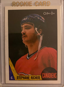 1987-88 O-PEE-CHEE HOCKEY #233 MONTREAL CANADIENS - STEPHANE RICHER ROOKIE CARD RAW