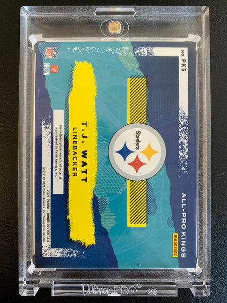 2021 PANINI DONRUSS NFL FOOTBALL #PK5 PITTSBURGH STEELERS - T.J WATT ALL-PRO KINGS JERSEY NUMBERED 028/100