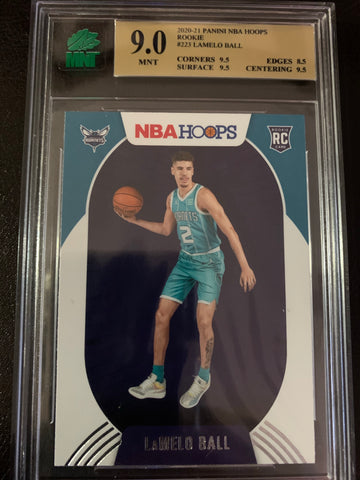 2020-2021 PANINI NBA HOOPS BASKETBALL #223 CHARLOTTE HORNETS - LAMELO BALL ROOKIE CARD GRADED MNT 9.0 MINT