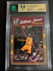 2016-17 PANINI DONRUSS NBA BASKETBALL #15 CLEVELAND CAVALIERS - LEBRON JAMES "WITH KOBE" GRADED MNT 9.0 MINT