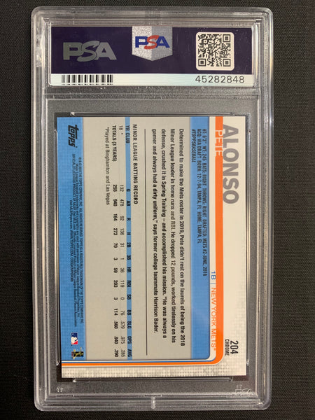 2019 TOPPS CHROME BASEBALL #204 NEW YORK METS - PETE ALONSO ROOKIE CARD GRADED PSA 10 GEM MINT