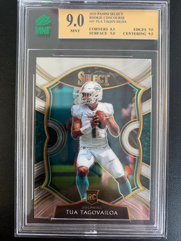 2020 PANINI SELECT FOOTBALL #45 MIAMI DOLPHINS - TUA TAGOVAILOA CONCOURSE LEVEL ROOKIE CARD GRADED MNT 9.0 MINT