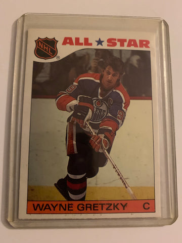 1985-86 TOPPS HOCKEY #2 EDMONTON OILERS - WAYNE GRETZKY STICKER CARD RAW