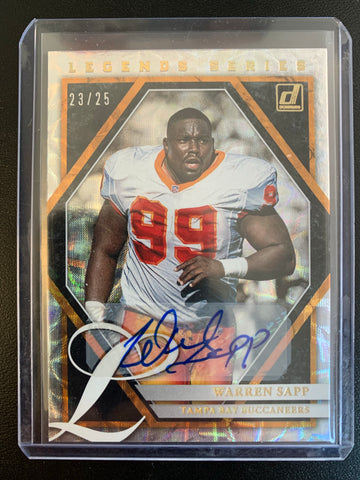 2021 PANINI DONRUSS NFL FOOTBALL #LS17 TAMPA BAY BUCCANEERS - WARREN SAPP LEGENDS SERIES AUTOGRAPH NUMBERED 23/25