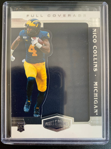 2021 PANINI CHRONICLES DRAFT PICKS FOOTBALL #PP-NC HOUSTON TEXANS - NICO COLLINS PLATES & PATCHES FULL COVERAGE SWATCHES ROOKIE CARD