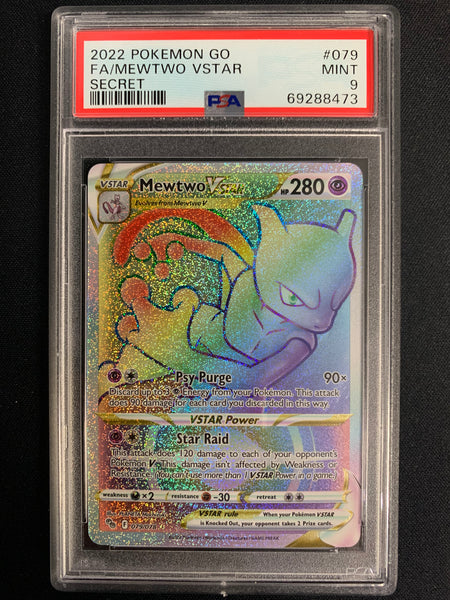 2022 POKEMON GO FULL ART MEWTWO SECRET RARE #079/078 - GRADED PSA 9 MINT