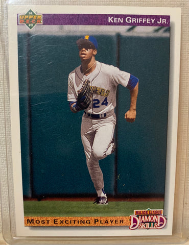 1992-93 UPPER DECK BASEBALL #650 - KEN GRIFFEY JR DIAMOND SKILLS CARD RAW