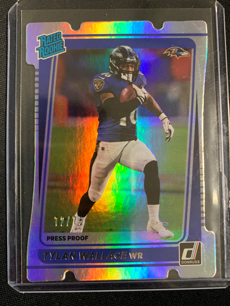 2021 PANINI DONRUSS NFL FOOTBALL #274 BALTIMORE RAVENS - TYLAN WALLACE SILVER DIE CUT PRESS PROOF RATED ROOKIE NUMBERED 72/75